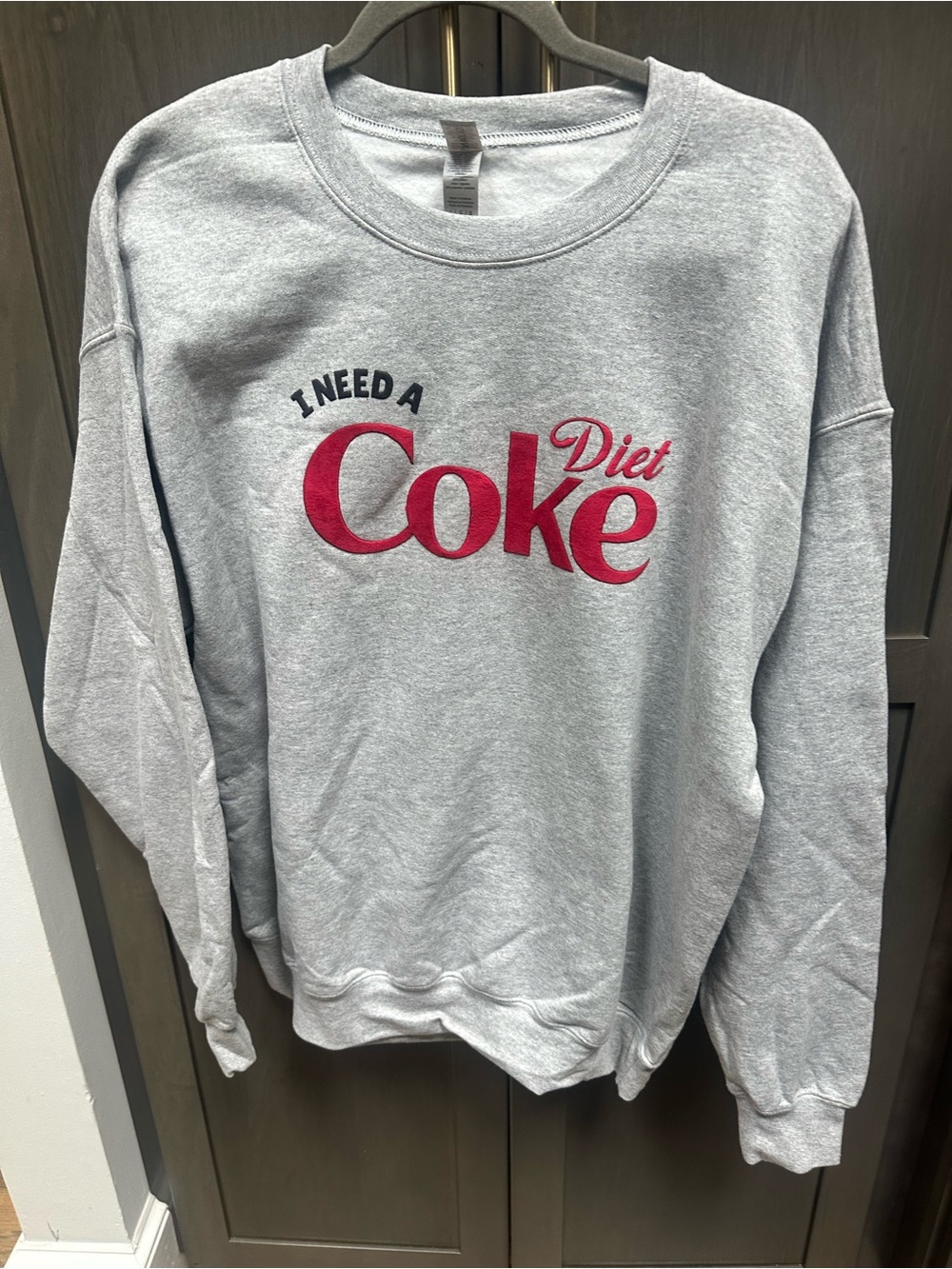 Diet Coke Graphic Crewneck Sweatshirt - Gray & Red Size L